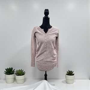 Women's Pink Henley Top Medium